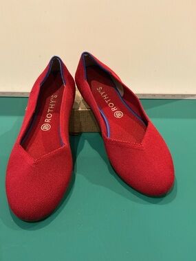 Rothy's The Point in Red Knit Slip-On Flats Size 11.5